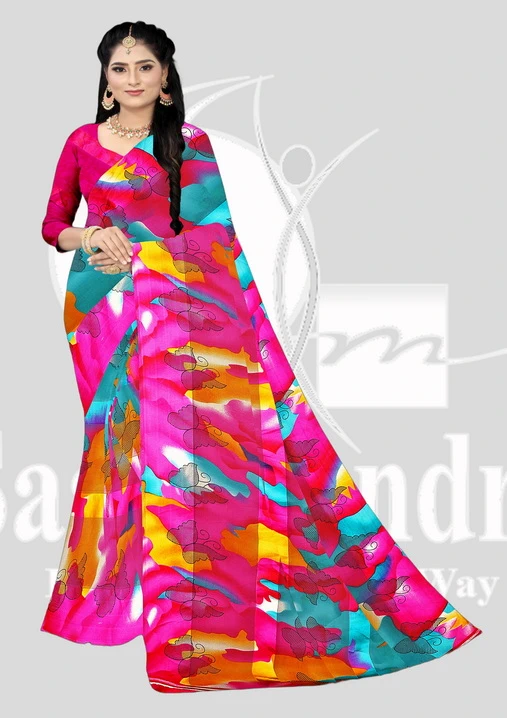 Wetless Printed Saree - Kvya 431 - Pink Mix